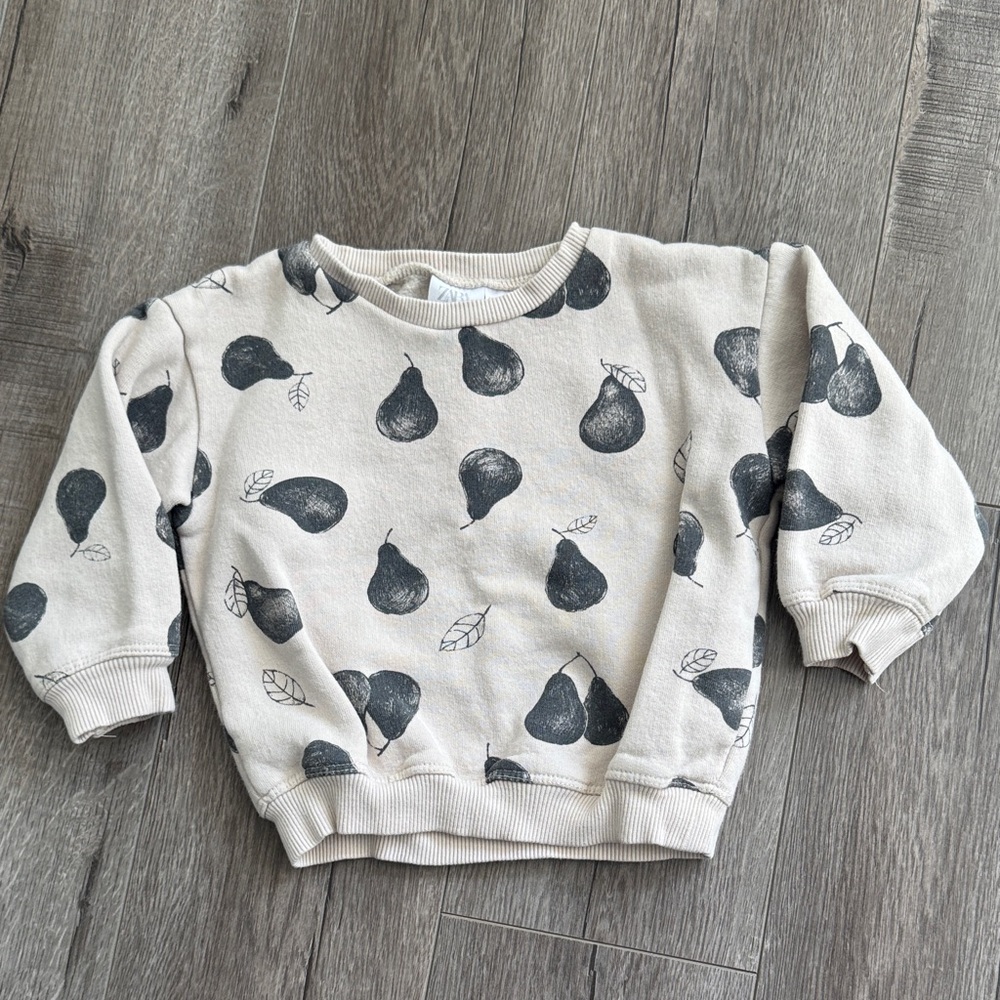 Zara Kids Cream and Black Pear Print Sweatshirt